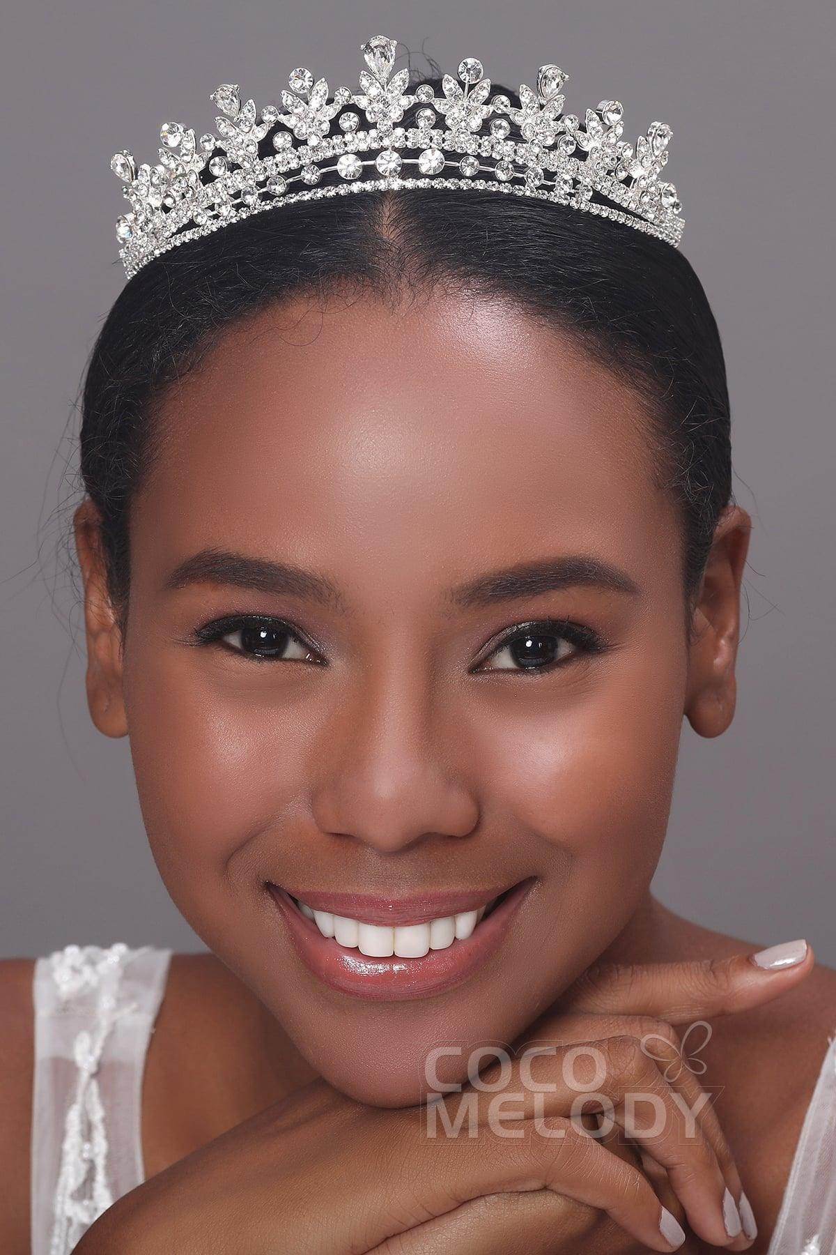 Charming Cubic Zirconia Tiara with Rhinestone CR17005 - COCOMELODY